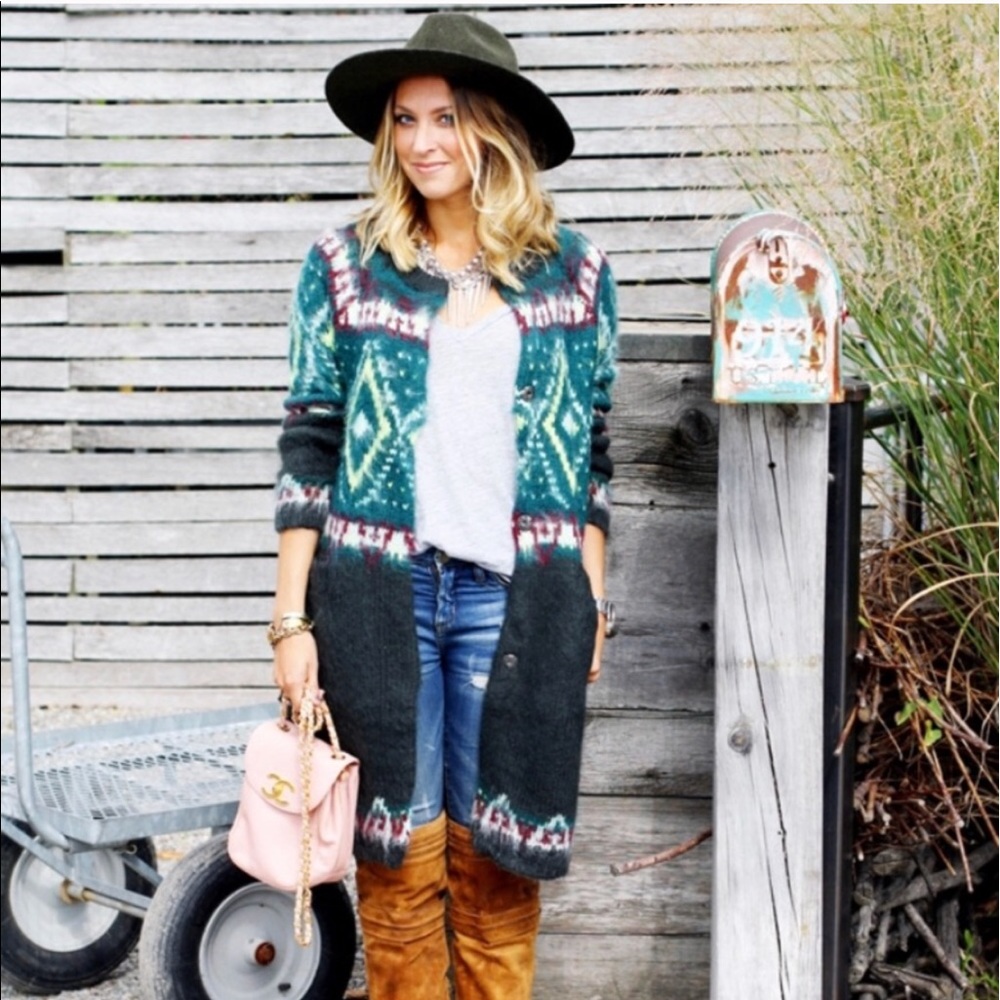 Free people fair isle long cardigan